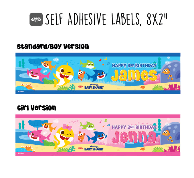 PinkFong Baby Shark Birthday Party Supplies, Personalized Custom Water Bottle Labels, Baby Shark Drink Labels, Baby Shark Stickers, Baby Shark Party