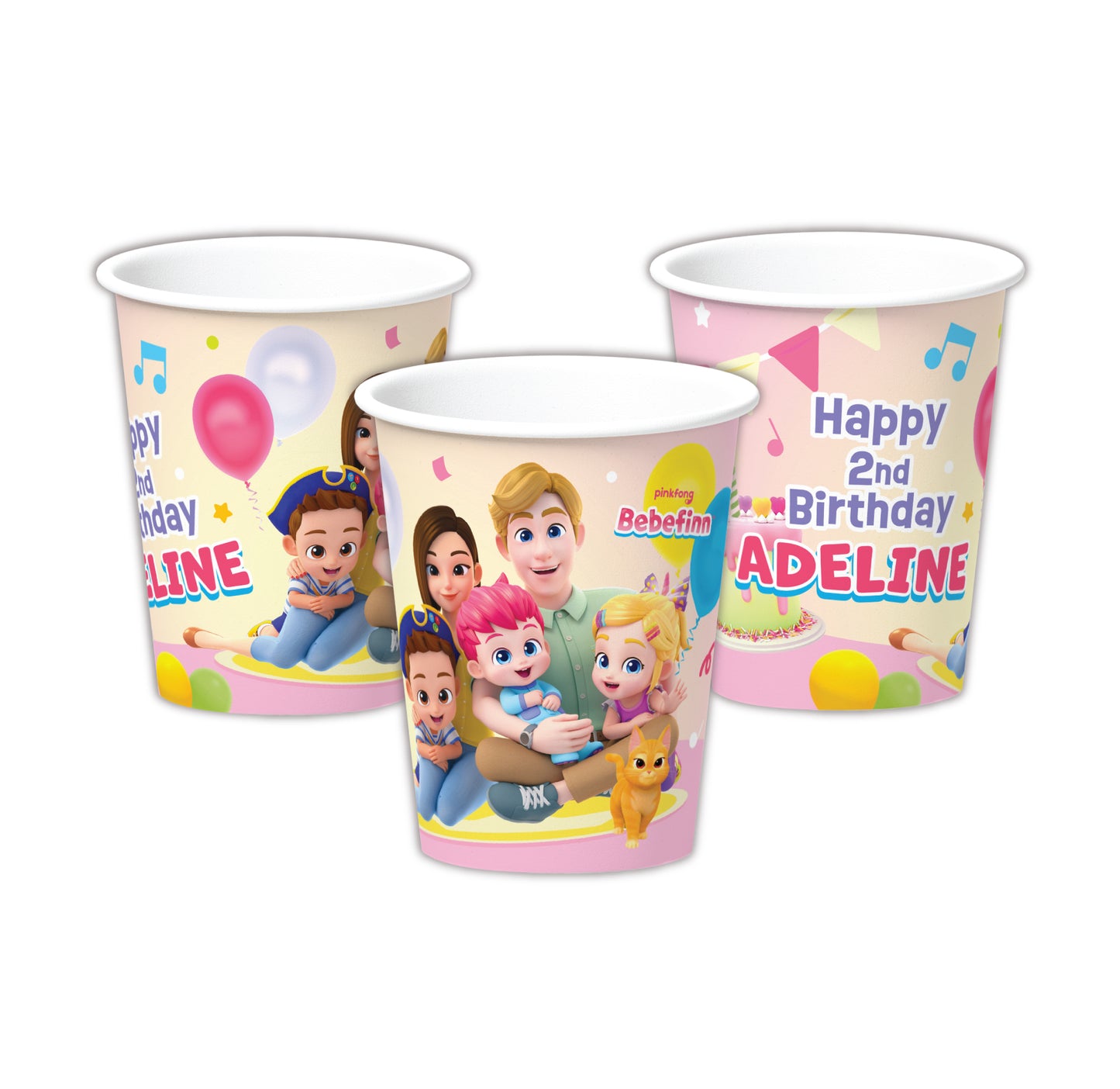 Bebefinn birthday party cups, custom party cups, bebefinn party tableware, personalized party supplies, bebefinn party decorations