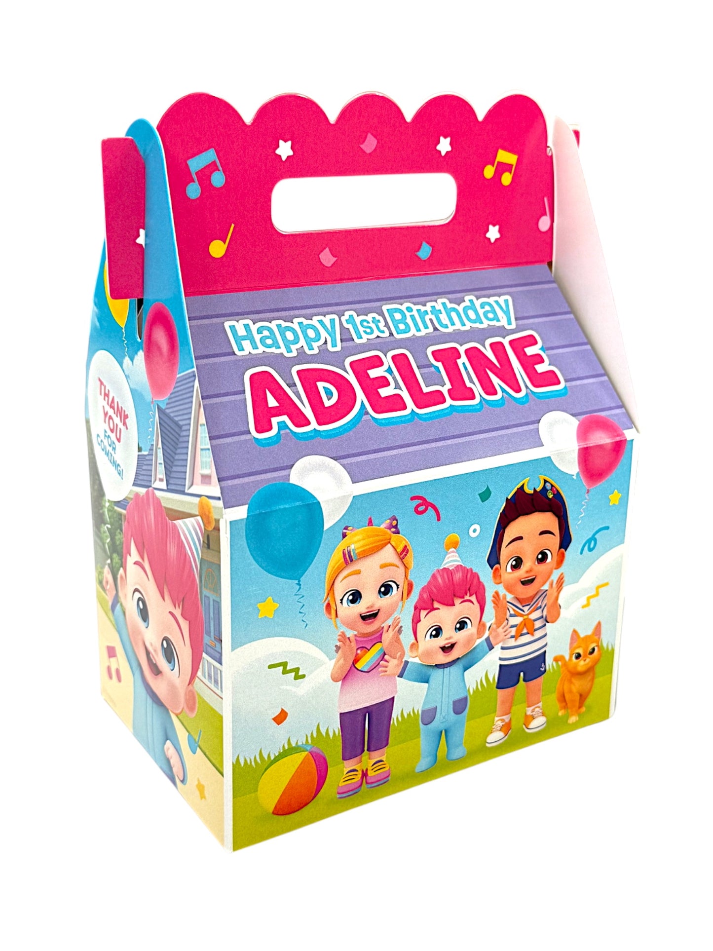 Bebefinn custom gable favor box, bebefinn treat box for girl, birthday girl, bebefinn party favor, gift box