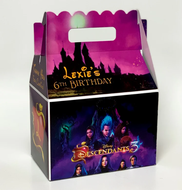 Decendants 3 Party, Personalized Gable Favor Boxes, pack of 8
