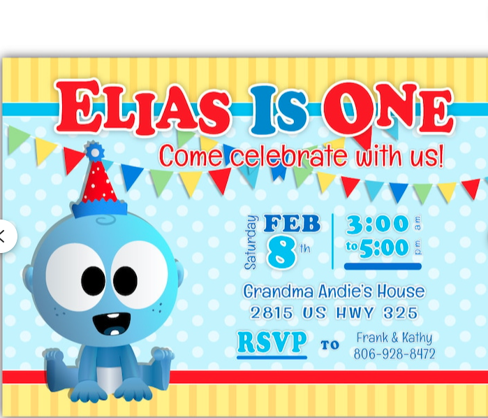 GooGoo & GaaGaa BabyFirstTV 1st Birthday Invitations for Baby Boy, Set of 16 PRINTED INVITATIONS