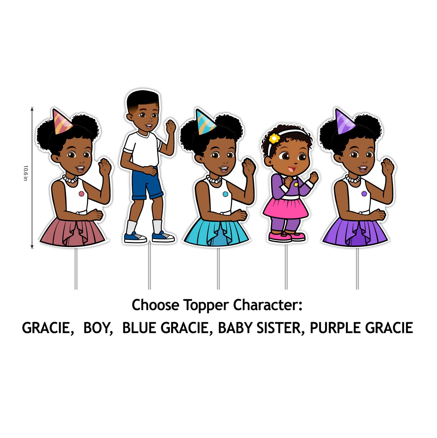 Gracies Corner Birthday Party Decoration Personalized Table Centerpiece, Choose Your Character