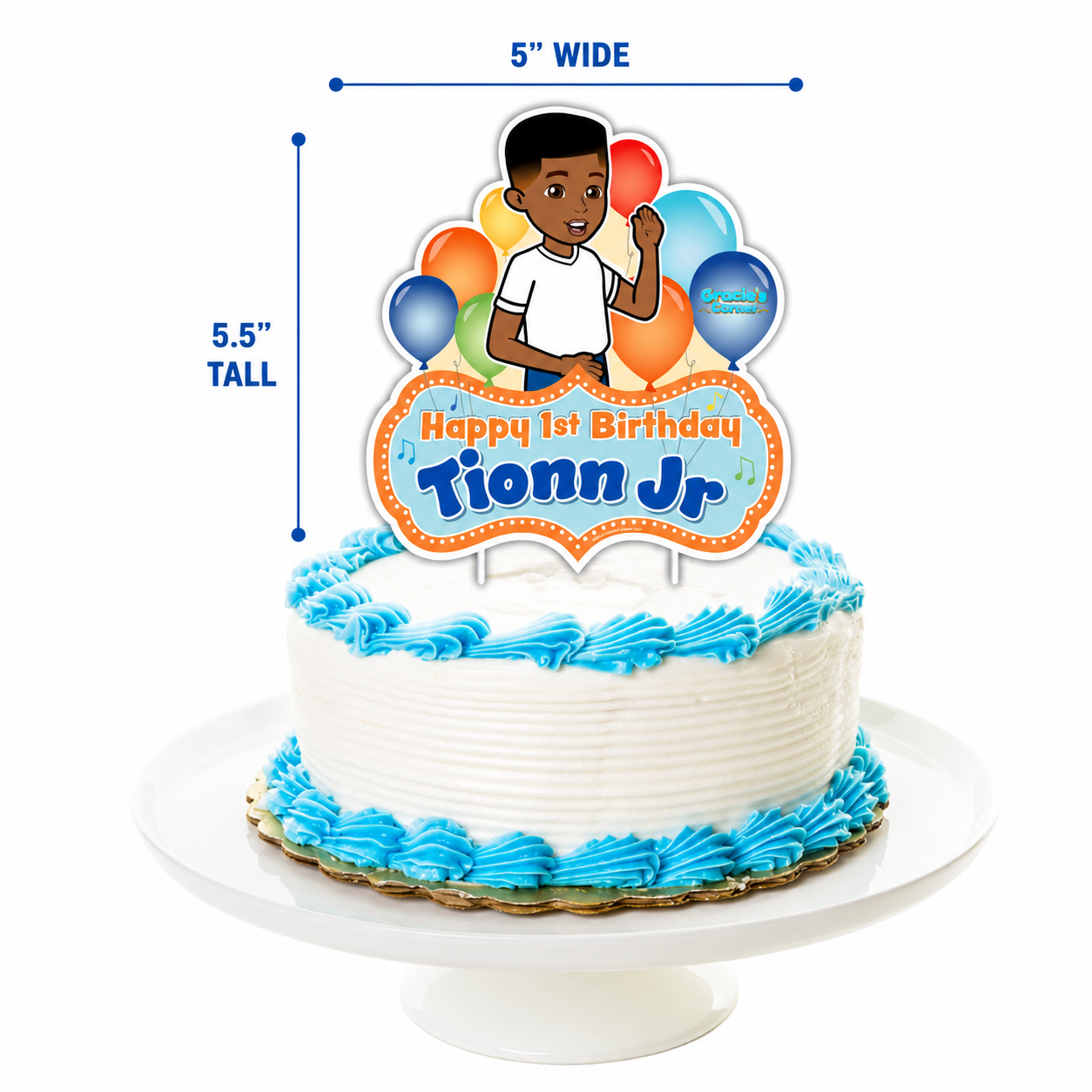 Gracie's Corner boy party, Gracie's corner boy cake topper, Gracie's corner custom cake topper, personalized Gracie boy cake topper, official Gracie's Corner custom party supplies
