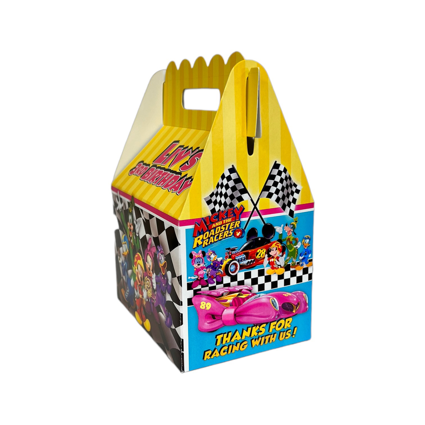 Mickey Mouse Roadster Racers Birthday Party Favor Box, treat box, custom favor box, gable box, mickey party box, racers party favor, roadster racer treat box