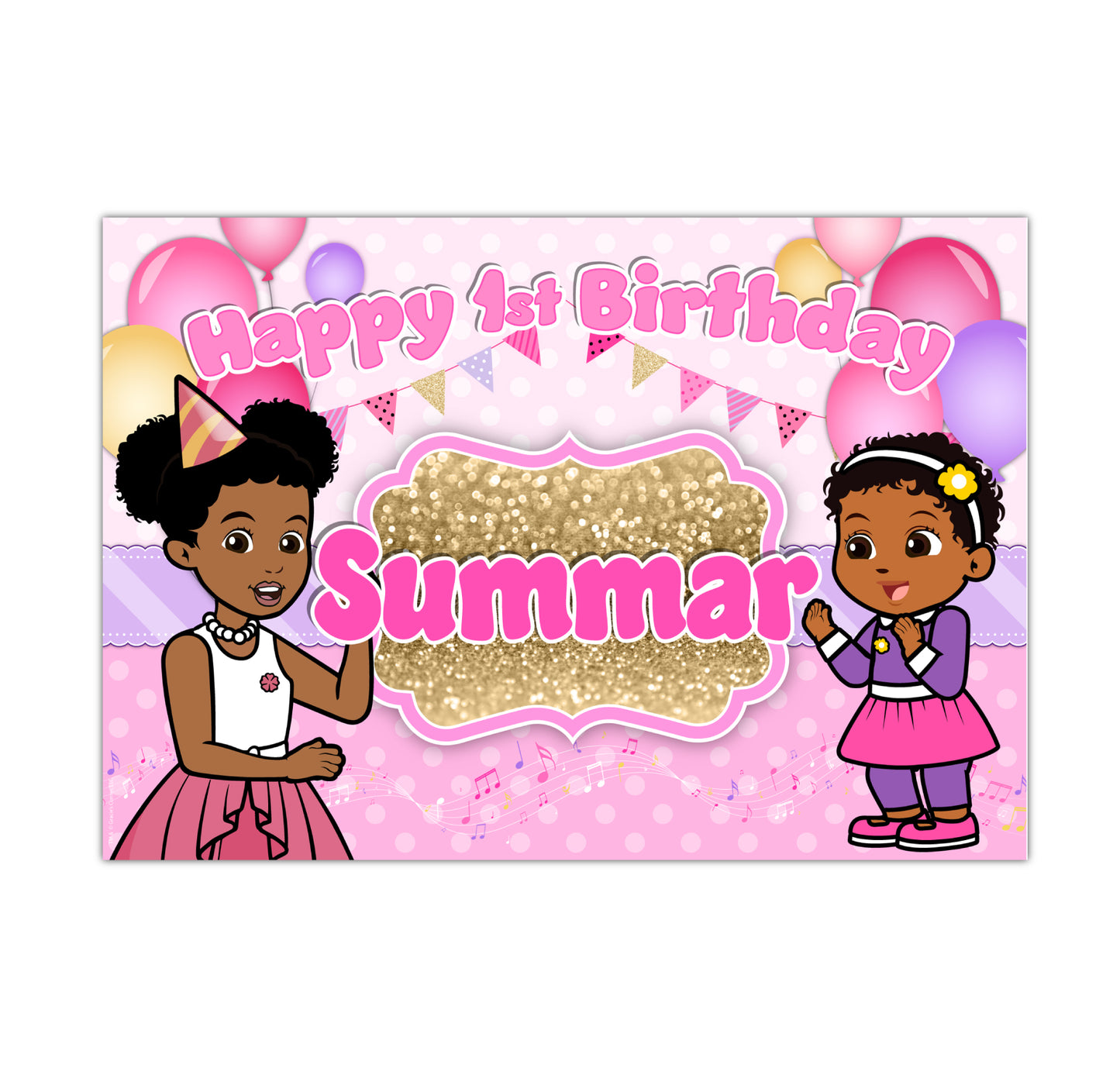 Gracie's Corner© Large Vinyl Banner Backdrop, Pink & Gold