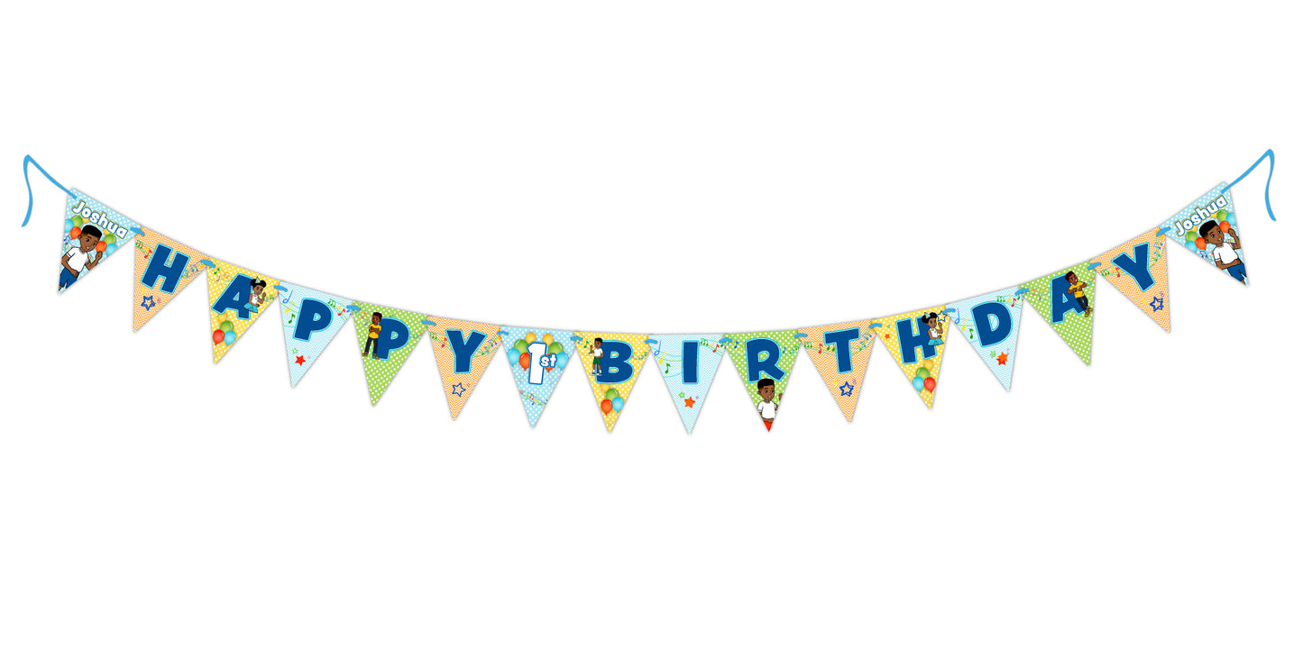 Gracies Corner Birthday Banner for your birthday boy. Everybody loves Gracies Corner so treat your little boy to a color scheme just right! Boy birthday party supplies custom made and personalized.