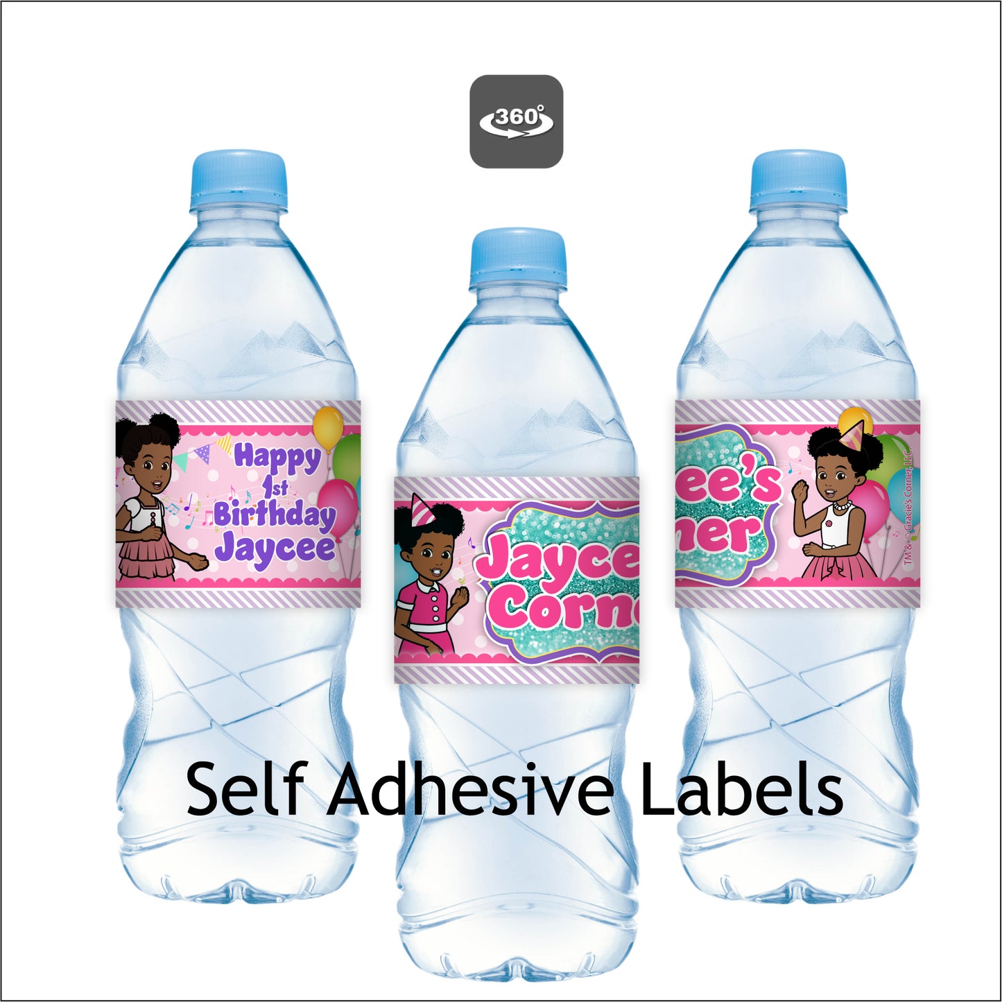 Gracie's Corner Party Personalized Water Bottle Labels PACK of 15