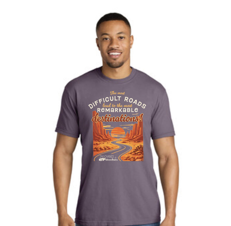 The Most Difficult Roads Tee by 2nd Chance Adventures