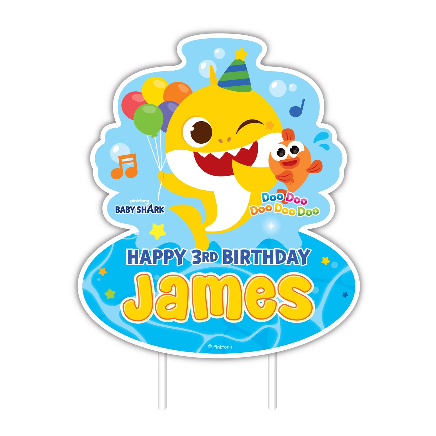 Baby Shark Birthday Party Personalized Happy Birthday Cake Topper