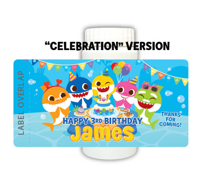 Baby Shark Bubbles for birthday party favors. Personalized Baby Shark party bubbles are the best take-home gift for your party guests!