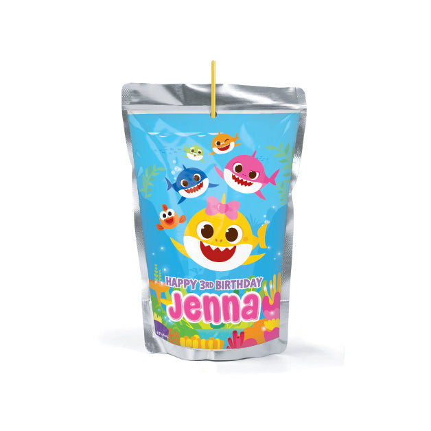Baby Shark Birthday Party Juice Pouch Labels, 12 count