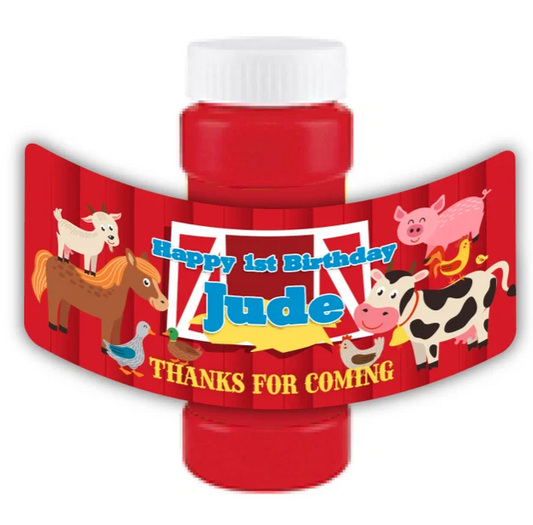 Barnyard Farm Animals Bubbles Party Favors with custom labels, Set of 12  *READ ITEM DESCRIPTION*