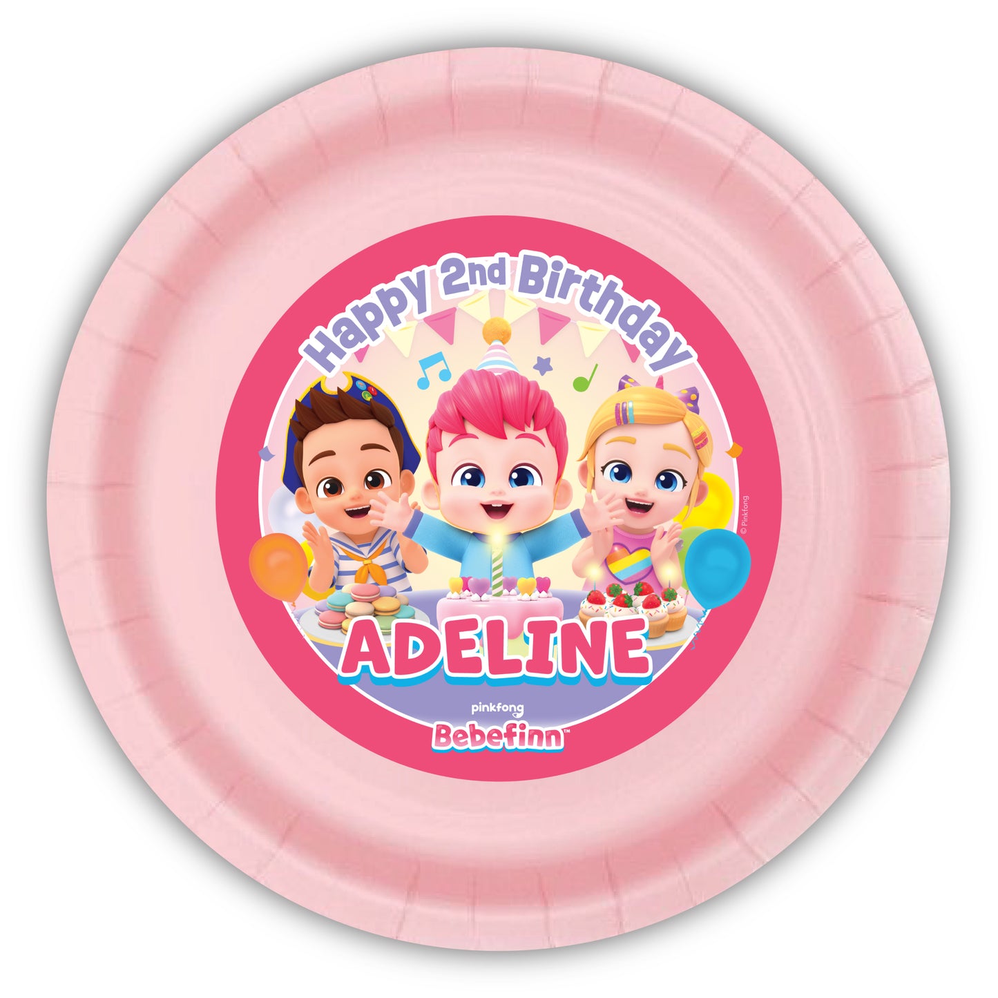 Add a festive, custom touch to your child’s party with these personalized paper plates, perfect for your Bebefinn birthday! Each plate features your child’s name and age in an exclusive design that ties your theme together beautifully. Bebefinn party plates. 