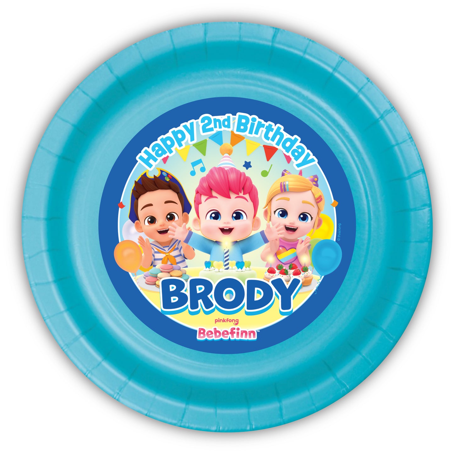 Add a festive, custom touch to your child’s party with these personalized paper plates, perfect for your Bebefinn birthday! Each plate features your child’s name and age in an exclusive design that ties your theme together beautifully. Bebefinn party plates. 