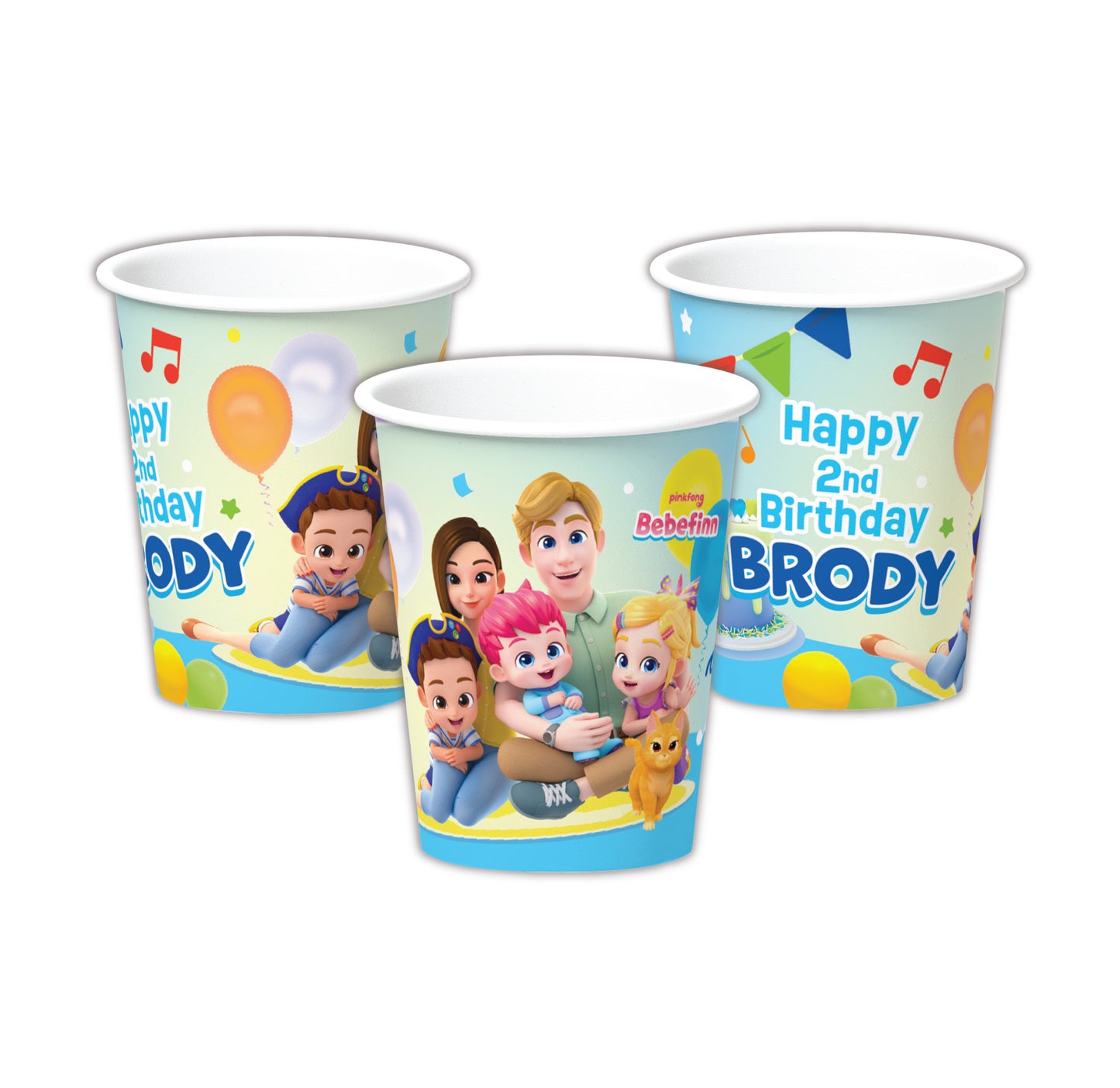 Bebefinn birthday party cups, custom party cups, bebefinn party tableware, personalized party supplies, bebefinn party decorations