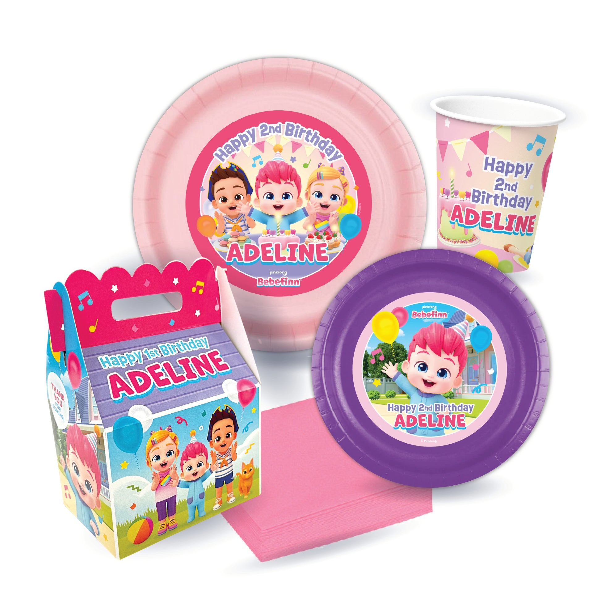 Bebefinn birthday supplies pack, bebefinn birthday pack, bebefinn plates, bebefinn cups, bebefinn party bundle, custom party supplies