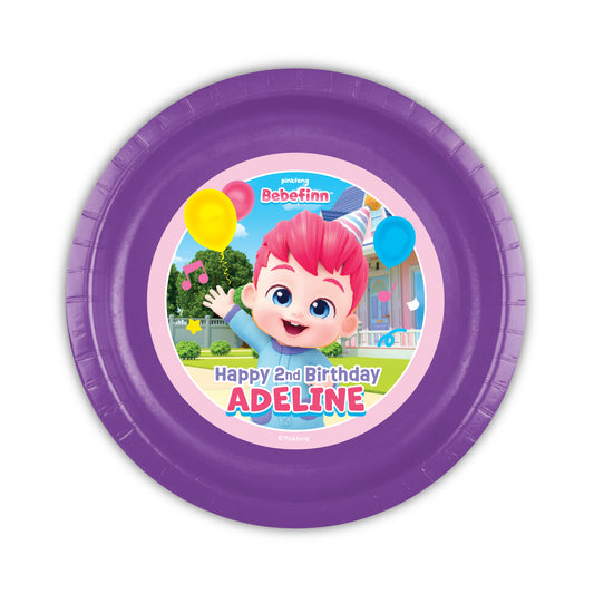 Bebefinn birthday party plates for birthday girl, custom party plates, bebefinn party tableware, personalized party supplies, bebefinn party decorations