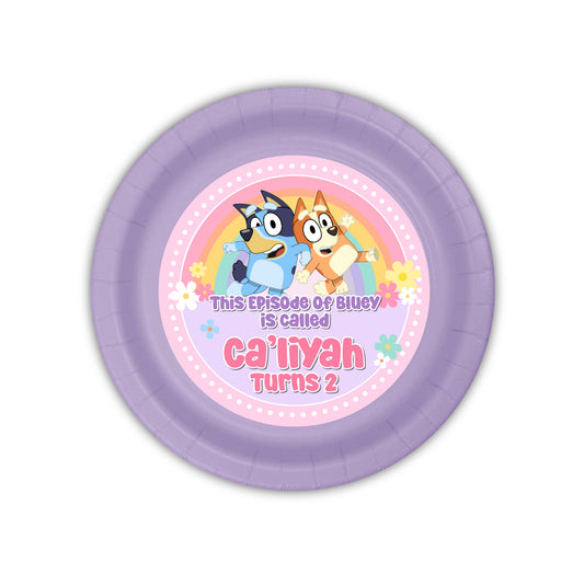 Bluey Birthday Personalized Party Plates, 7 inch, 12 count