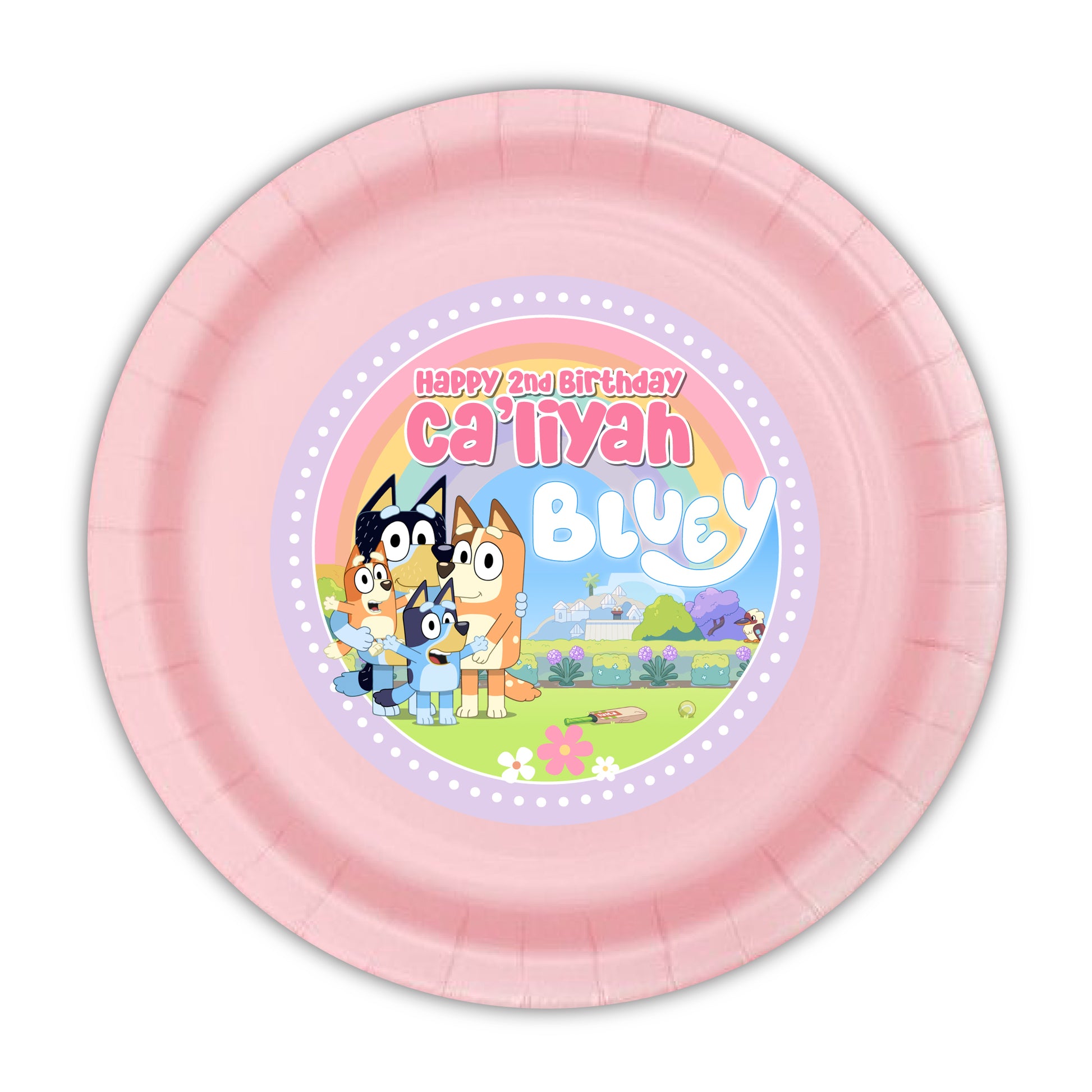 Bluey Birthday Personalized Party Plates, 9 inch, 12 count