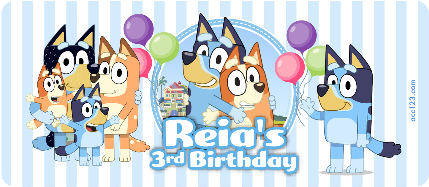 Bluey Birthday Party Bubbles Favor with Personalized Labels