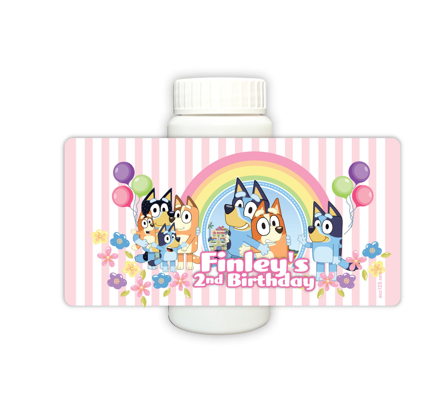 Bluey Birthday Party Bubbles Favor with Personalized Labels