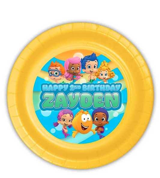 Bubble Guppies party supplies, adorable custom party plates for Bubble Guppies. Girl bubble Guppies party plates. Custom birthday plates