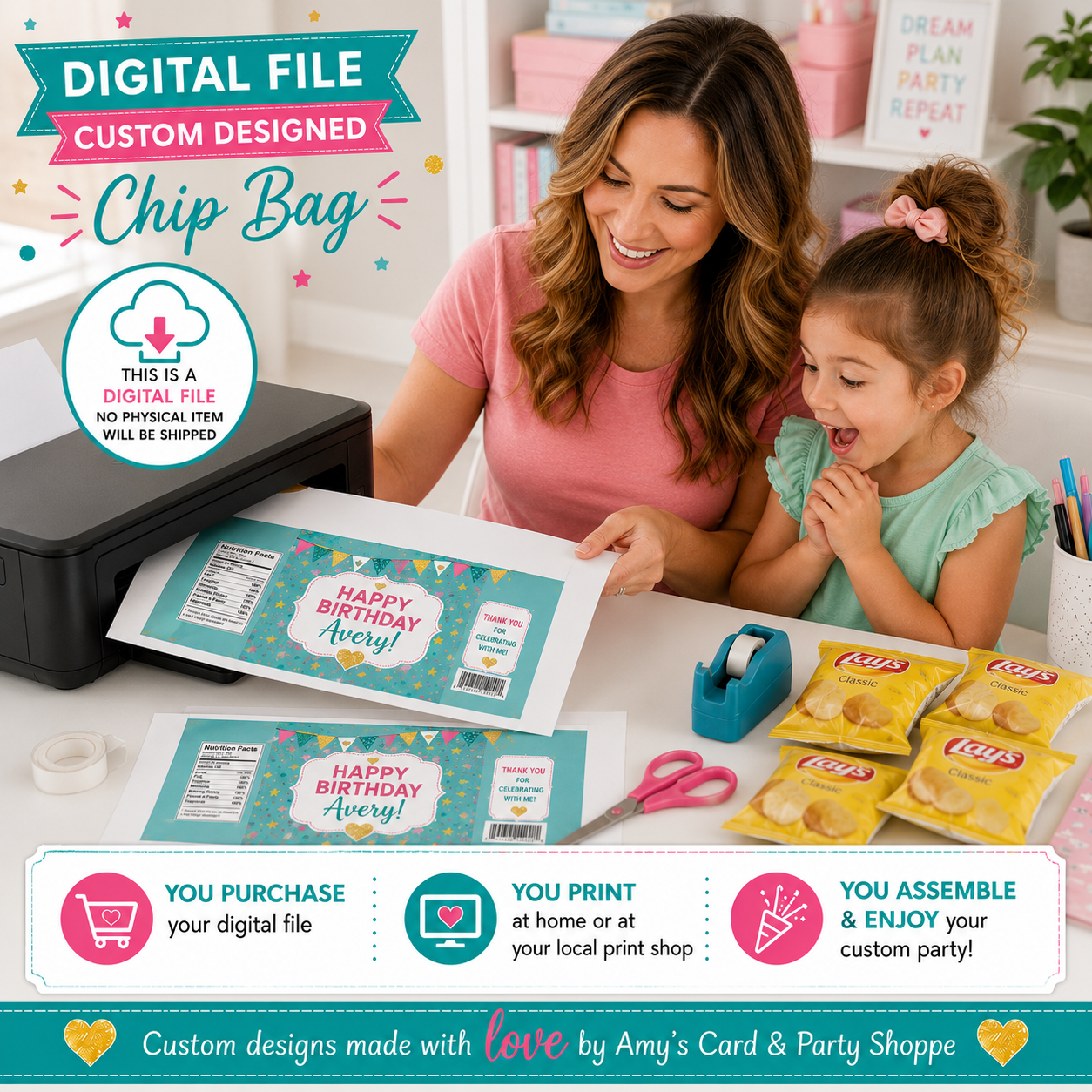 Custom Designed DIGITAL file for DIY Chip Bags