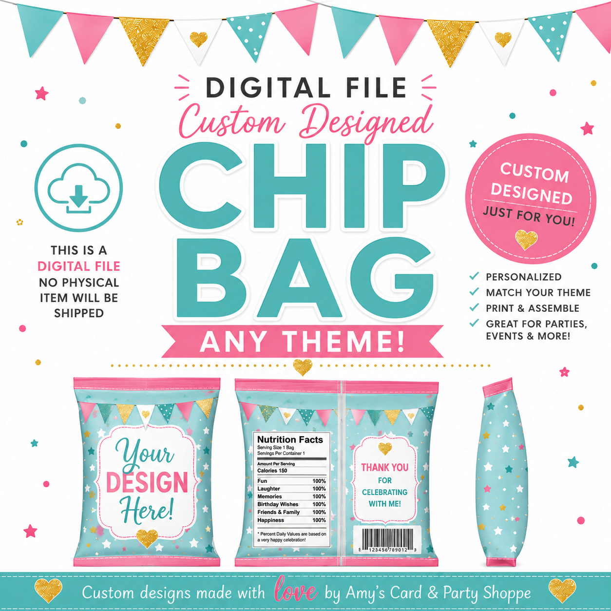 Custom Designed DIGITAL file for DIY Chip Bags