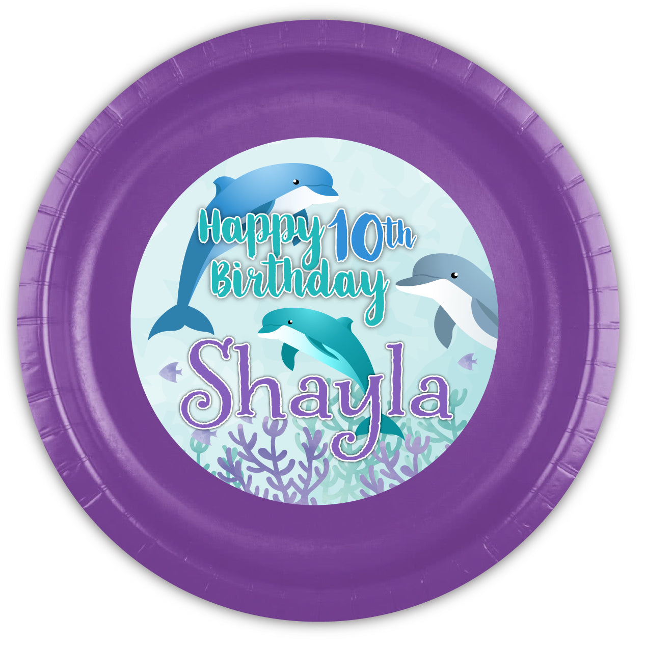 Dolphin party plates, Custom 7" Cake & Snack Plates – Pack of 12
Our custom 7-inch party plates are the perfect size for serving cake and ice cream, snacks, appetizers, desserts, and other party treats. Each plate is personalized to coordinate with your celebration, creating a memorable and professionally styled party table.