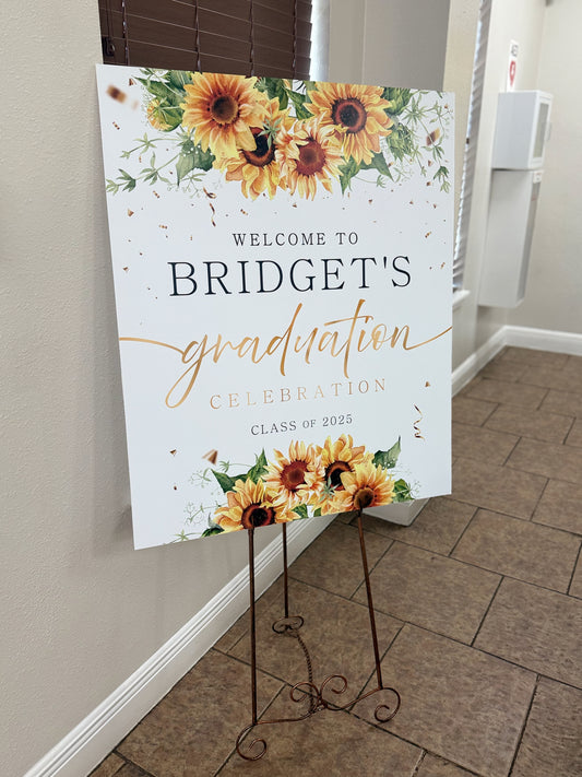 Sunflowers or any custom theme and school colors Graduation Party Welcome Sign, photo graduation party sign, welcome graduate sign

