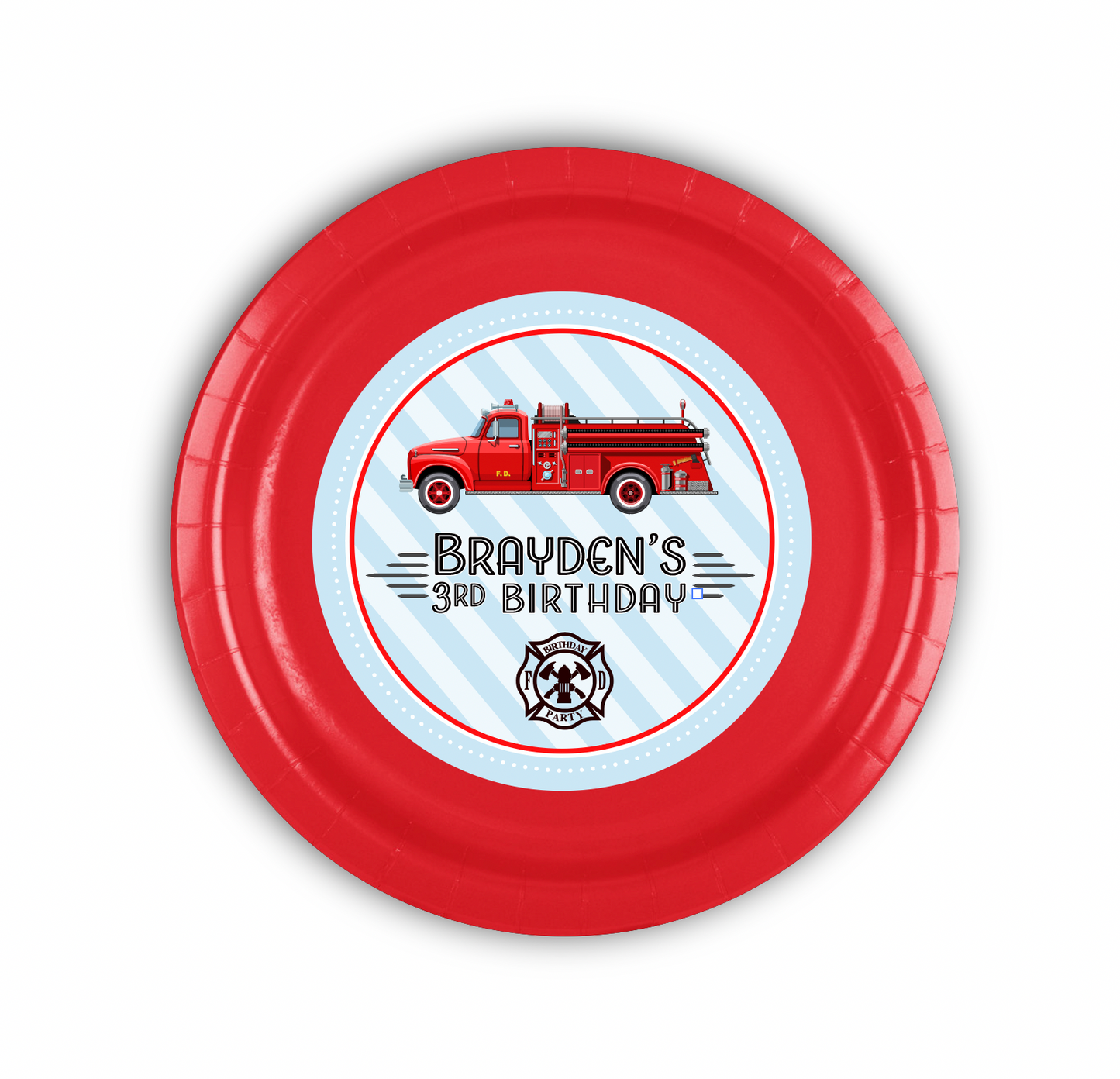 Firetruck Vintage Party, Vintage Firetruck birthday supplies, Custom 9" Cake & Snack Plates – Pack of 12
Our custom 9-inch party plates are the perfect size for serving cake and ice cream, snacks, appetizers, desserts, and other party treats. Each plate is personalized to coordinate with your celebration, creating a memorable and professionally styled party table.