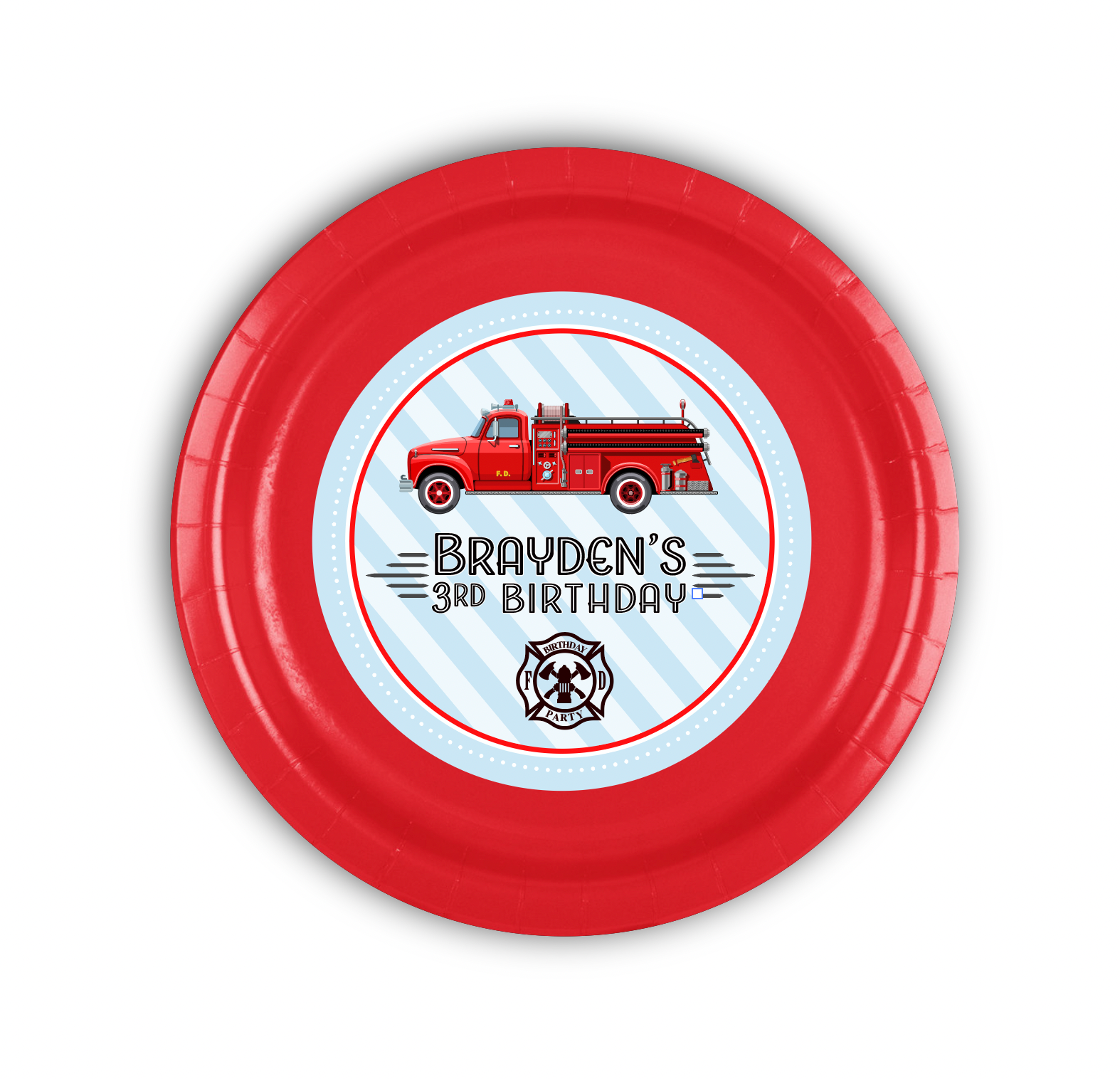 Firetruck Vintage Party, Vintage Firetruck birthday supplies, Custom 9" Cake & Snack Plates – Pack of 12
Our custom 9-inch party plates are the perfect size for serving cake and ice cream, snacks, appetizers, desserts, and other party treats. Each plate is personalized to coordinate with your celebration, creating a memorable and professionally styled party table.