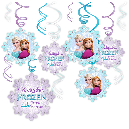 Frozen Snowflake Personalized Dangler Decorations, Winter ONEderland Party, Frozen Party