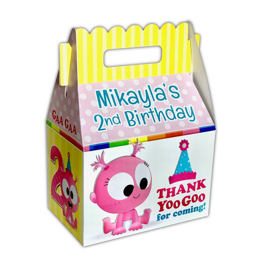 babyfirst gaga, gaagaa party, babyfirst gaagaa birthday party, decorations, favors, custom favor boxes, gable box, DIY favor box, kids party favors