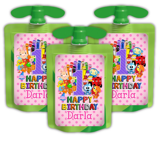 GoSqueeze Fruit Applesauce Fruit Pouch Personalized Labels for your party treats, 8 count LABELS ONLY, Choose Your Theme