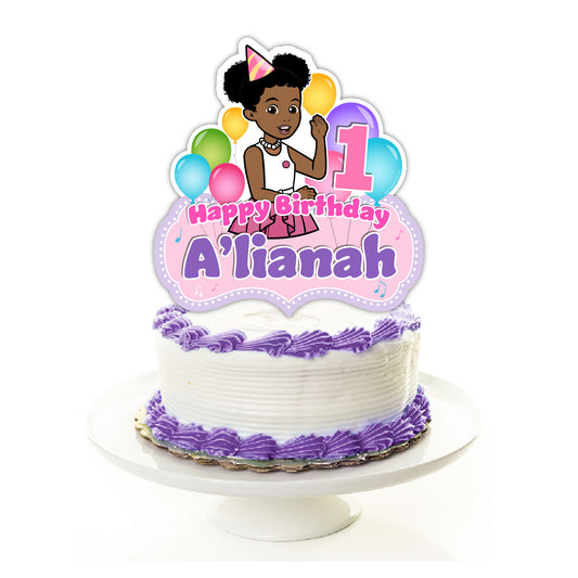 Gracie's Corner Birthday Cake Topper, personalized cake topper in pink purple blue yellow lavender to coordinate with your pink multi color scheme. custom cake topper Gracie Corner 