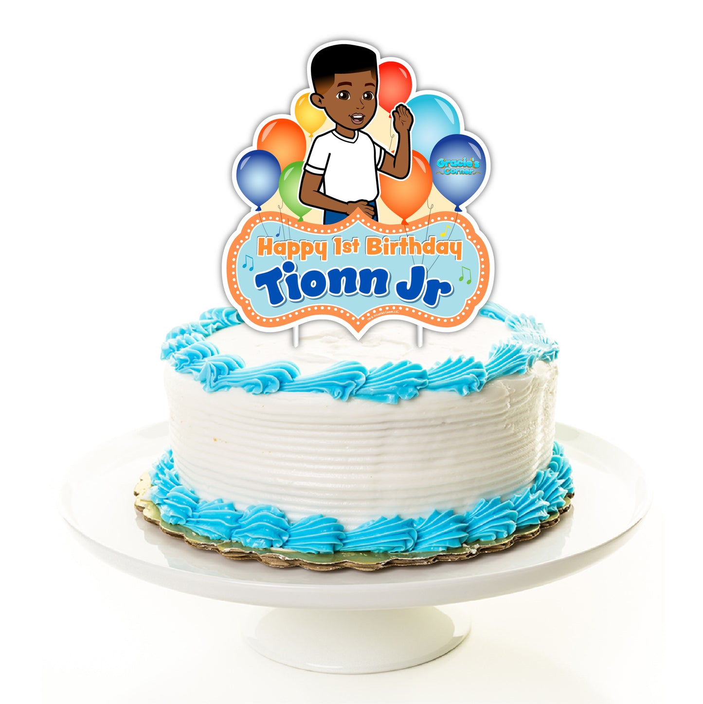 Gracie's Corner boy party, Gracie's corner boy cake topper, Gracie's corner custom cake topper, personalized Gracie boy cake topper, official Gracie's Corner custom party supplies