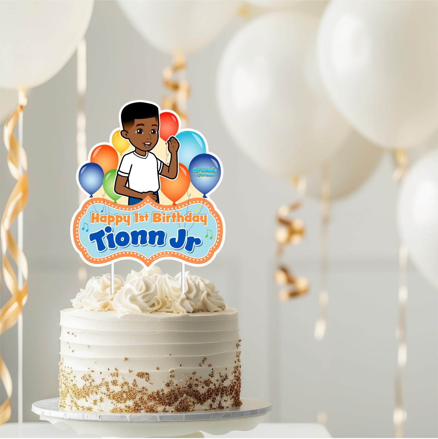 Gracie's Corner boy party, Gracie's corner boy cake topper, Gracie's corner custom cake topper, personalized Gracie boy cake topper, official Gracie's Corner custom party supplies