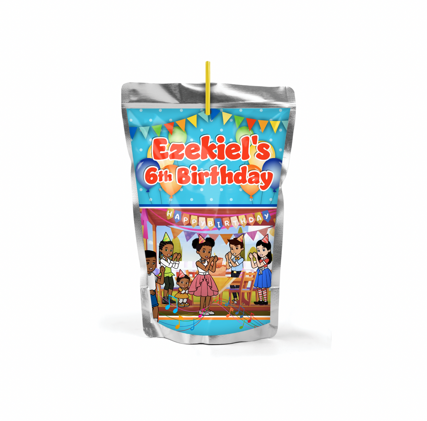 Gracie's Corner© Birthday Party Juice Pouch Labels, SET of 12