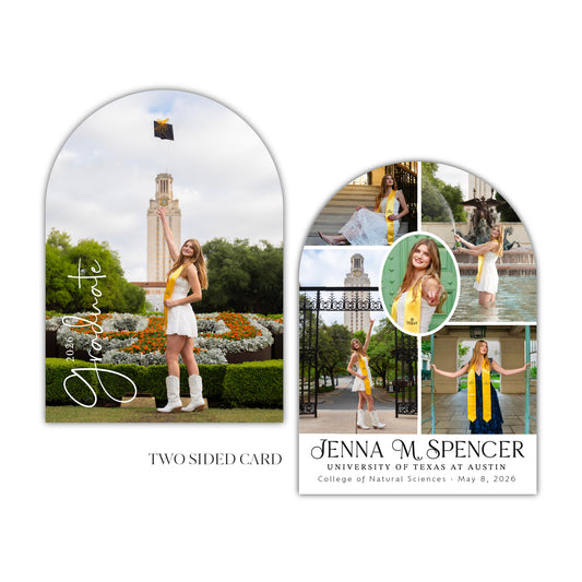 Graduation Announcement Invitation, Flat Card, Two Sides, Collage Back