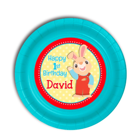 Harry the Bunny BabyFirst TV Birthday Party, Personalized Cake Dessert Plates, pack of 12