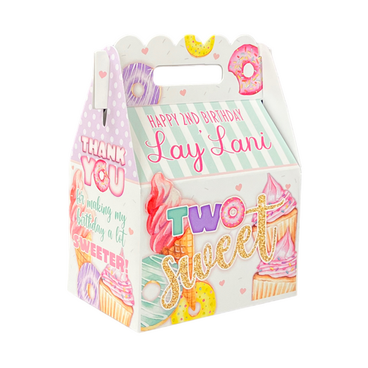 Ice Cream Party Personalized Gable Favor Boxes, pack of 8