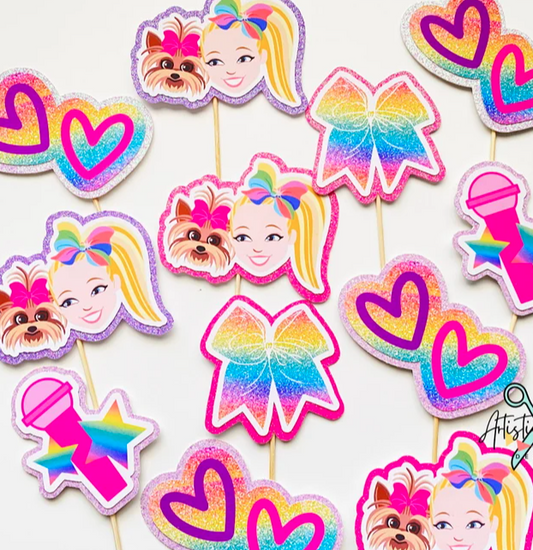 JoJo Siwa Dance Birthday Party, Personalized Cupcake Toppers, pack of 12