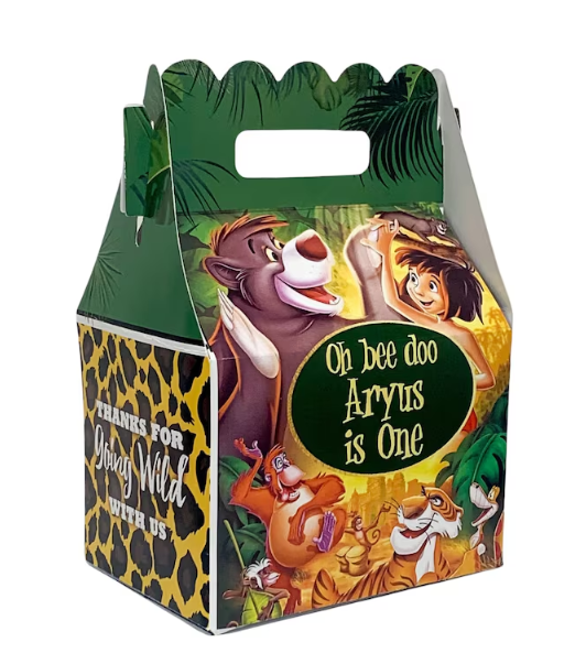 Jungle Book Party Personalized Gable Favor Boxes, pack of 8