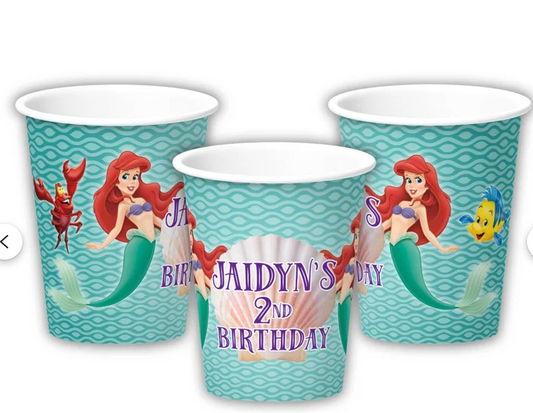 Little Mermaid, Original Animated Movie, Personalized Party Cups, 12 count