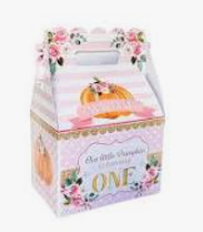 Little Pumpkin Birthday Pink and Gold Birthday Party, Personalized Gable Favor Boxes, pack of 8