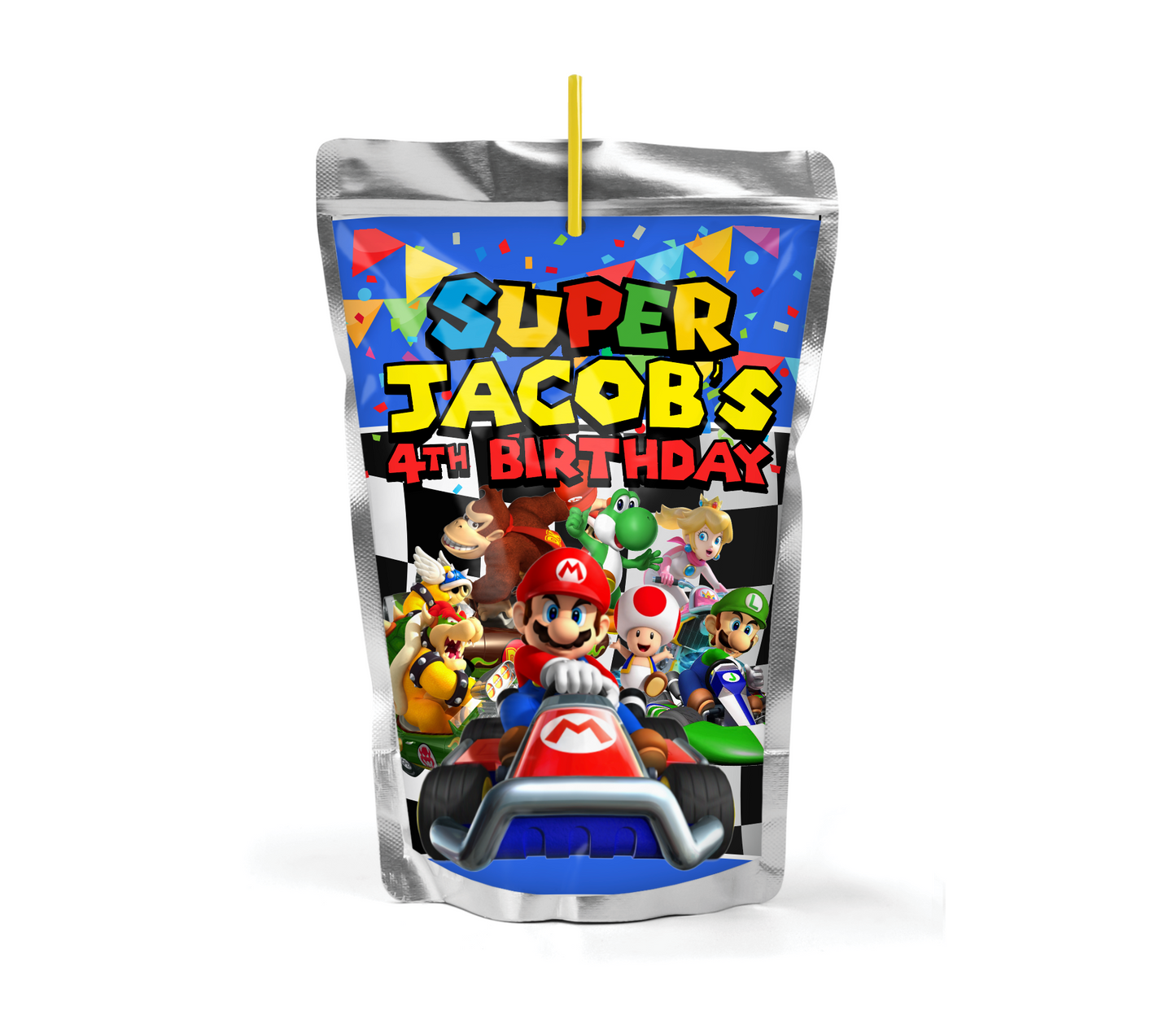 Super Mario Bros Party Custom Capri Sun Juice Pouch Labels, SET of 12