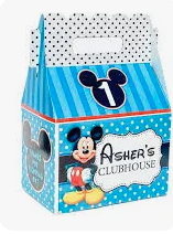 Mickey Mouse Baby Blue Birthday Party, Personalized Gable Favor Boxes, pack of 8
