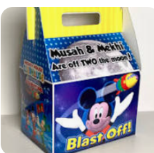 Mickey Mouse Blast Off Outer Space Adventure Birthday Party, QTY 8 Personalized Gable Favor Boxes