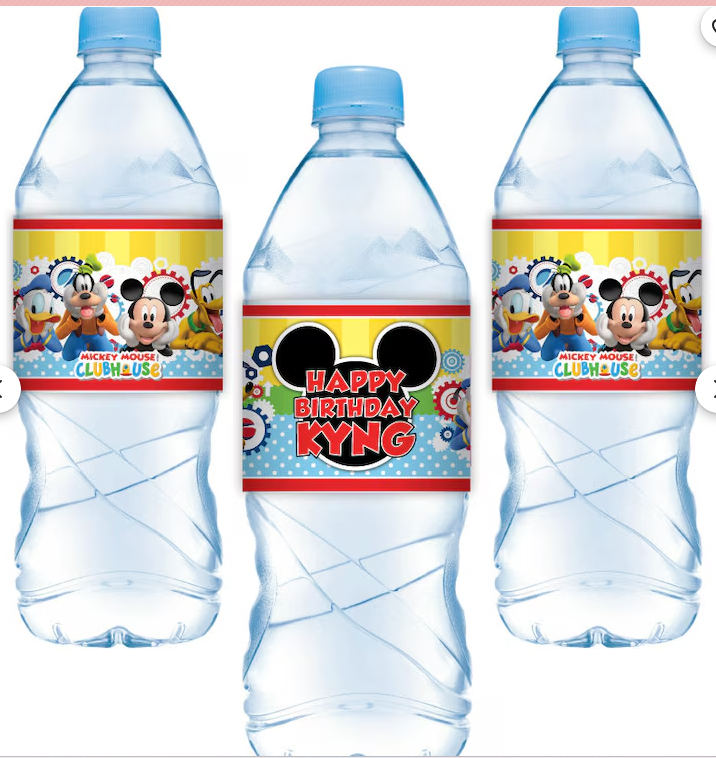 Mickey Mouse Clubhouse Party Personalized Water Bottle Labels PACK of 10
